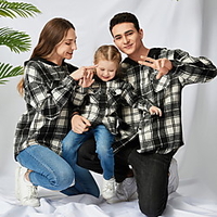 Family Look Tops Plaid Graphic Daily Black Long Sleeve Active Matching Outfits miniinthebox