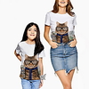 Family Look White Summer Active Print Cat Graphic Animal Short Sleeve Tee / Kids miniinthebox