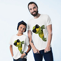 Family Look White Summer Active Print Graphic Animal Short Sleeve Tee / Kids miniinthebox