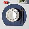 Fan-shaped PVC Placemat Non-slip Insulation Kitchen Home Decoration Striped Table Decoration for Daily Round 3531 cm 4 pcs