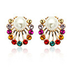 Fancy Color Diamond Inlaid Exquisite Pearl Ear Studs