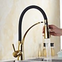 Fancy Kitchen faucet - Single Handle One Hole Electroplated Pull-out / ­Pull-down / Tall / ­High Arc Centerset Contemporary Kitchen Taps