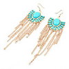 Fanshaped Tassel Alloy Acrylic Earrings