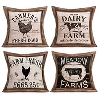 Farm Double Side Cushion Cover 4PC/set Soft Decorative Square Throw Pillow Cover Cushion Case Pillowcase for Sofa Bedroom Superior Quality Machine Washable miniinthebox
