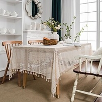 Farmhouse Style Pastoral Tablecloth Cotton Linen Fabric Table Cloth, Washable Table Cover Dust-Proof Wrinkle Resistant for Restaurant,  Picnic,  Indoor and Outdoor Dining miniinthebox