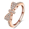 fashion 18k rose gold plated cute bow ring, engagement cz diamond for women and girls