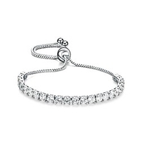 fashion adjustable chain bracelet for women, cubic zirconia platinum plated gift bracelet of luxury shining jewelry