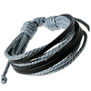 fashion adjustable leather wristband and rope cuff bracelet - great for men,  women,  teens,  boys,  girls