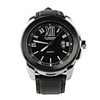 Fashion Auto Mechanical Steel Wrist Watch Black Dial Black PU Leather Bracelet