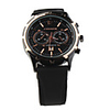 Fashion Auto Mechanical Steel Wrist Watch Black Dial Black PU Leather Bracelet