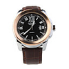 Fashion Auto Mechanical Steel Wrist Watch Black Dial Red PU Leather Bracelet