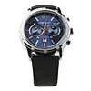 Fashion Auto Mechanical Steel Wrist Watch Blue Dial Black PU Leather Bracelet