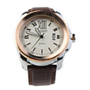 Fashion Auto Mechanical Steel Wrist Watch White Dial Red PU Leather Bracelet
