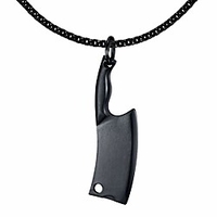 fashion classic titanium steel kitchen knife pendant chef necklace, 22inches box chain
