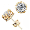 fashion crown 18k gold plated earrings women brincos de prata men sterling silver crystal jewerly double stud earrings (gold,  onesize)