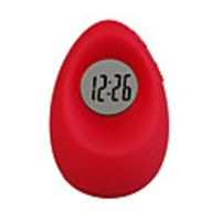 Fashion Cute Egg Shape Desk LCD Alarm Clock (Red Color)