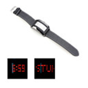 Fashion Date Display Slim Black Red LED PU Leather Band Sport Wrist Watch
