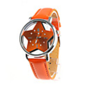 Fashion Girl Women Wrist Watch Orange Watchband Orange Star Dial 9729-2