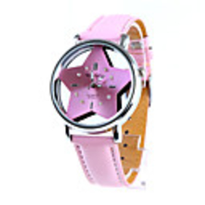 Fashion Girl Women Wrist Watch Pink Watchband Pink Star Dial 9729-2