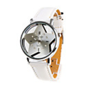 Fashion Girl Women Wrist Watch White Watchband Silver Star Dial 9729-2