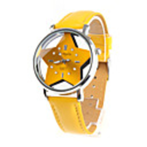 Fashion Girl Women Wrist Watch Yellow Watchband Yellow Star Dial 9729-2