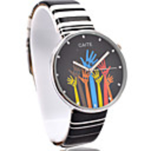 Fashion Japanese Movement Black And White Straps Band Wrist Watch