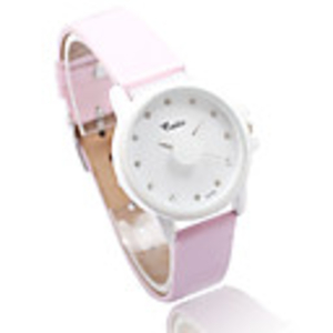 Fashion Japanese Movement Pink Band Wrist Watch With Imitate Diamond