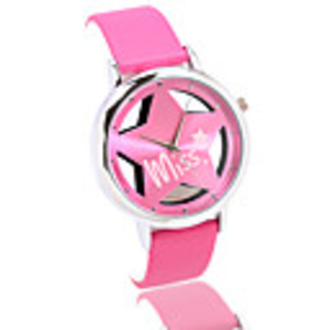 Fashion Japanese Movement Rose Red Star Shape Dial Wrist Watch