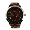Fashion Korea PU Leather Band Style Handsome Quartz Men Women Wrist Watch - Brown
