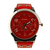 Fashion Korea PU Leather Band Style Handsome Quartz Men Women Wrist Watch - Red
