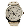 Fashion Korea PU Leather Band Style Handsome Quartz Men Women Wrist Watch - White