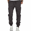 fashion mens sport solid drawstring casual loose sweatpants jogger cargo long pant gray