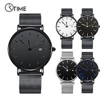 Fashion Mens Stainless Stell Canendar Watches Men Business Quartz Wristwatches Gift miniinthebox