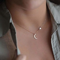 fashion moon pendant necklaces star necklace chain jewelry for women and girls (gold)