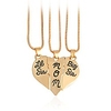 fashion mother and daughter puzzle dog tag necklace jewlery big sis mom lil sis letter matching engraved necklace (gold)