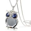 fashion owl pendant necklace, women alloyglass diamond sweater chain long necklace jewelry gift (gray)