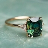 fashion retro inlaid square green gemstone four-claw ring ring engagement ring inlaid miniinthebox
