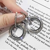 fashion rhinestone double circle hoop earrings for women geometric 8 infinity round rings drop earrings party jewelry charm (black)