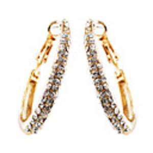 Fashion Rhinestone Edging Circular Ring Earrings (Assorted Colors)