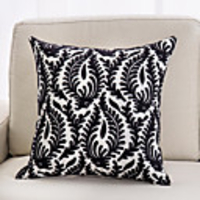 Fashion Simple Original Creation Design Single Side 3D Black Towel Embroidered Cotton Canvas Pillow Case Cover Living Room Bedroom Sofa Cushion Cover