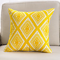 Fashion Simple Original Creation Design Single Side 3D Yellow Towel Embroidered Cotton Canvas Pillow Case Cover Living Room Bedroom Sofa Cushion Cover