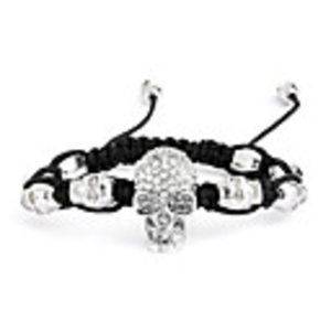 Fashion Skull Alloy Woven Bracelet with Rhinestone