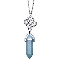 fashion turquoise gemstone hexagonal pendant necklace quartz simulated crystal necklace dongling jade