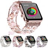 Fashion Watchband For Apple Watch Band 44mm/40mm/38mm/42mm Bling Women Agate Beads Strap Bracelet Band For Apple Watch Series 6 SE 5 4 3 2 1 For Girls
