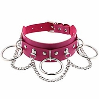 fashion women men cool punk goth rivet metal ring chain leather collar choker necklace