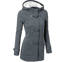 fashion women windbreaker outwear warm wool slim long sleeve coat jacket (l,  dark grey) miniinthebox