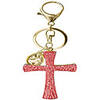 fashion yellow pineapple rhinestone alloy resin women car or bag keychain (red cross)
