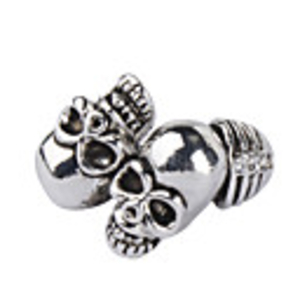 Fashionable Double Skulls Sliver Plate Ring