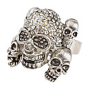 Fashionable Five Skulls Rhinestone Studded Ring