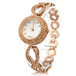 Fashionable PC Automatic Bracelet Watch with Gold Alloy Band